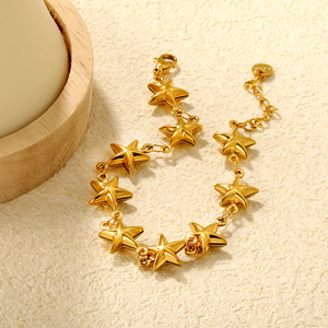 Bracelet étoile dorée plaqué or 18 carats en acier inoxydable, bijoux pour femmes, cadeau, accessoire de mode - Product Image 4