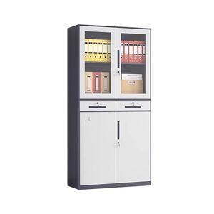 Metal Filing Cabinet with Glass Doors Lockable <b>Office</b> Storage <b>Unit</b> Minimalist Design for Commercial Use - Product Image 1