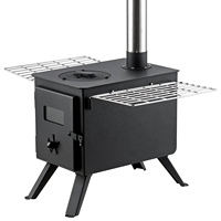 Poêle à bois de camping à combustion secondaire avec tuyau de cheminée et foyer de 1400 pouces cubes pour le chauffage et la cuisson des tentes chaudes en hiver