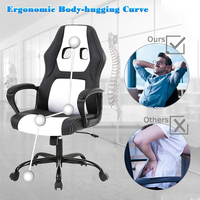 Fauteuil de jeu d'ordinateur personnalisé chaise de jeu réglable en cuir noir style course pour joueur mobilier de bureau