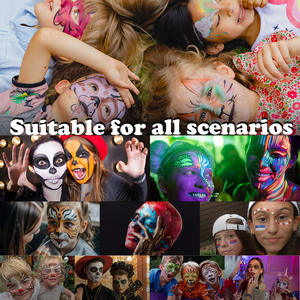 Kit de Pinturas Faciales para Niños, Paleta de Maquillaje, Lavable, para Halloween, con Tiras de Colores Arcoíris - Product Image 4