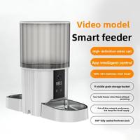 Distributeur automatique de nourriture pour animaux de compagnie, surveillance vidéo, commande par application, distributeur à double bol pour chats et chiens, grande capacité : 7 litres