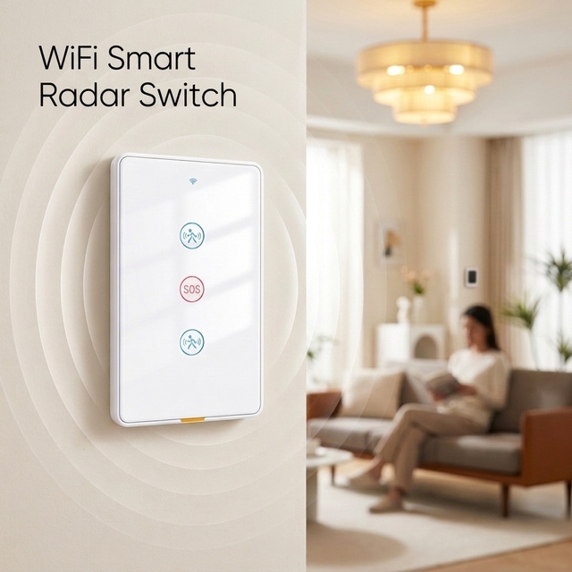 Tuya WiFi Smart 10G Human Radar Motion Sensor Switch US Wall Light Switch No Neutral APP Remote Voice Timer Alarm Control