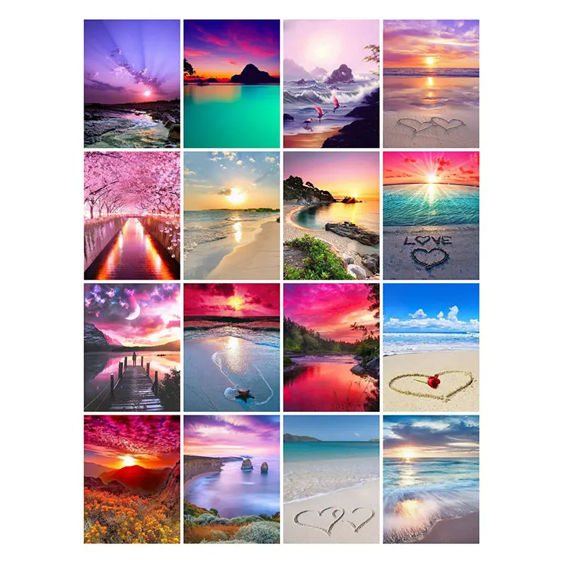 landscape artwork diy paintings beach sunset colorful wall art custom full diamond paintings