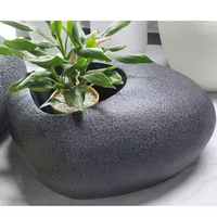 Pot Bunga Batu Fiberglass, Pot Tanaman Dekorasi Rumah & Taman, Pot Tanaman Nordik Kreatif Besar, Pot Tanaman Indoor & Outdoor, Pot Ukiran Tangan Gaya Pedesaan