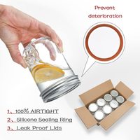 Pot Mason en verre hermétique à large ouverture de 16 onces avec couvercle à double compartiment, récipient alimentaire micro-ondable pour la mise en conserve et le stockage du miel