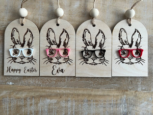 Pafu giá nhà máy bán buôn phục sinh giỏ thẻ bên cây trang trí laser Khắc Bunny với kính cá nhân thẻ tên - Product Image 3