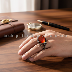 925K Sterling <b>Silver</b> Carnelian <b>Men</b> <b>Ring</b> - Product Image 3