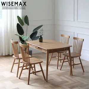 Vendita calda Nordic moderno tavolo da pranzo tavolo da pranzo e sedie set da pranzo in legno massello tavolo a scomparsa