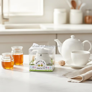 <span class=keywords><strong>Pot</strong></span> à <span class=keywords><strong>miel</strong></span> en céramique personnalisé avec logo, souvenir <span class=keywords><strong>de</strong></span> <span class=keywords><strong>mariage</strong></span> ou <span class=keywords><strong>de</strong></span> fête, avec cuillère en bois pour les invités - Product Image 3