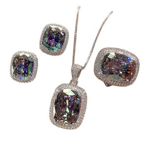 9 Conjuntos de Joyería Sencilla al por Mayor para Mujer, con Circonita Cúbica de 12*16-10*12mm, Chapados en Oro sobre Latón, que Incluyen Aretes, Collar y Anillos - Product Image 6