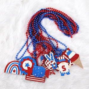 Collier pendentif drapeau Fête de la Maison de Pain d'Épices, décorations écologiques non toxiques en <span class=keywords><strong>feutre</strong></span> et chaîne de perles en <span class=keywords><strong>plastique</strong></span> <span class=keywords><strong>pour</strong></span> le Jour de l'Indépendance - Product Image 2