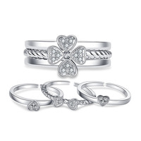 Juego de Anillos Apilables Desmontables 3 en 1 Clover Open, Anillos Apilables, Regalo de Navidad para Influencers y Mejores Amigas