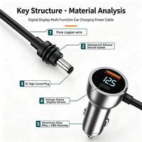 Cable de Alimentación para Encendedor de Cigarrillos Starlink Mini con Pantalla Digital de Voltaje, USB-A, USB-C, Múltiples Puertos, Enchufe DC Impermeable para RV y Camiones