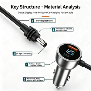 สายไฟสำหรับจุดบุหรี่ Starlink Mini พร้อมหน้าจอแสดงแรงดันไฟฟ้าแบบดิจิตอล, พอร์ต USB-A และ USB-C หลายพอร์ต, ปลั๊ก <span class=keywords><strong>DC</strong></span> กันน้ำสำหรับรถบ้านและรถบรรทุก - Product Image 5