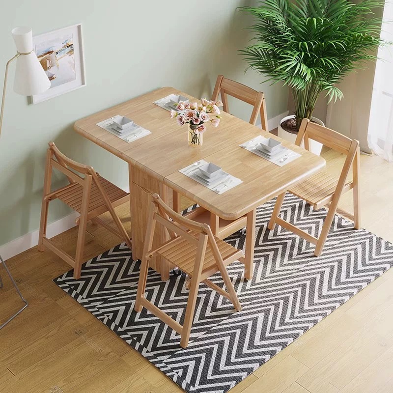 Natural wood color [One table and four chairs]
