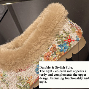 Nuove Ciabatte Invernali <span class=keywords><strong>da</strong></span> <span class=keywords><strong>Donna</strong></span> 2026 con Collo in Pelliccia Floreale Retrò, Suola Morbida Antiscivolo, Fodera in Peluche, Scarpe Casual Piatte - Ingrosso Fabbrica - Product Image 3