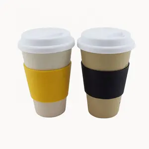 14 온스 사용자 정의 디자인 인쇄 재사용 대나무 섬유 커피 컵 실리콘