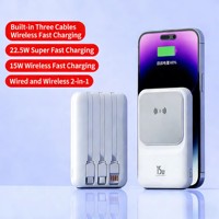 Power Bank Custom LOGO 10000mAh Magnetik Nirkabel 15W Pengisian Cepat Layar LED Kabel Multifungsi Terintegrasi Untuk Perjalanan dan Penggunaan Sehari-hari