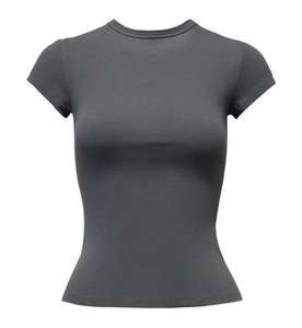 Magliette estive da <span class=keywords><strong>donna</strong></span> RUICHI in cotone a maniche corte, girocollo, tinta unita, aderenti. - Product Image 5