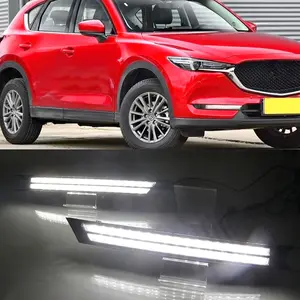 Para <span class=keywords><strong>Mazda</strong></span> <span class=keywords><strong>Cx</strong></span>-5 Cx5 <span class=keywords><strong>Cx</strong></span> 5 2017 2018 2019 2020 2021 Luces LED de Circulación Diurna DRL y Faros Antiniebla para Coche con Señal de Giro en Azul Nocturno - Product Image 2