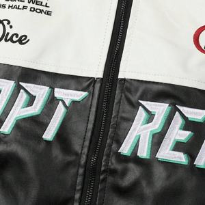 Chaqueta de Cuero Sintético Personalizada Estilo Streetwear con Parches de Colores, Letras Bordadas y Estampado Gráfico, Chaqueta Bomber con Cremallera Resistente al Viento para Hombre - Product Image 2