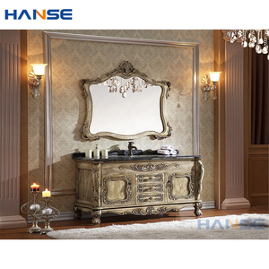 Meja rias kamar mandi, set lengkap klasik mewah, kabinet kamar mandi kayu polos antik gaya Perancis Italia Eropa Amerika - Product Image 5