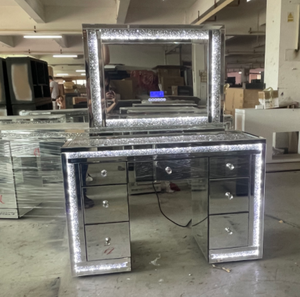 Vanity With Bluetooth Music Player Luxury <strong>LED</strong> Diamond Decorations <strong>Mirror</strong> Make up <strong>Dressing</strong> Vanity <strong>Table</strong> With <strong>Mirror</strong> for Bedroom - Product Image 6