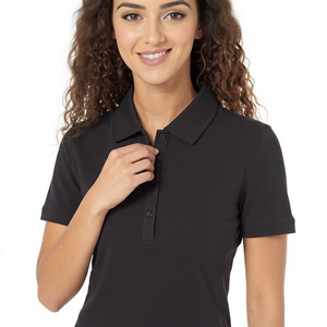 Womens Collared Knitted <b>Stretch</b> Fabric Classic Cut Solid <b>Short</b> Sleeve Smart Office Casual Summer Spring Wardrobe Essential 100% - Product Image 1