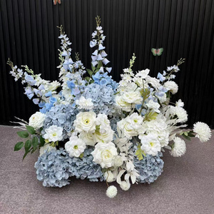 EG-ALR-BL01 2026 Fleurs artificielles au toucher naturel style ciel et mer pour allée, hydrangea bleu, allée de mariage, fleurs de mariage - Product Image 3