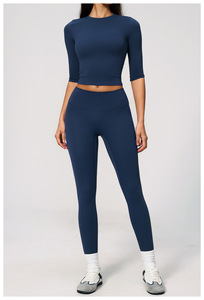 Running <strong>Leggings</strong> Flared Pants Scrubs Woman Shorts <strong>Lace</strong> <strong>Trim</strong> Capri Jumpsuit Shirts <strong>with</strong> Elbow Length Sleeves Gym Wear Blanks - Product Image 6