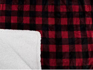 Couverture de luxe en flanelle Sherpa Polaire en flanelle à carreaux rouges Motif à carreaux en velours doux super chaud - Product Image 5