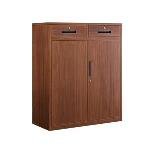 Classeur moderne en métal de couleur <span class=keywords><strong>bois</strong></span> avec 2 tiroirs et étagères armoire de rangement réglable en acier pour bureau - Product Image 3