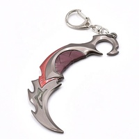 Mini modèle d'armes en métal porte-clés de jeu Valorants accessoires couteaux modèle porte-clés avec lumineux pour cadeau créatif