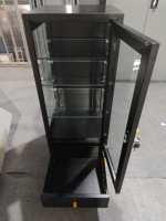 Style moderne 3 couches de verre 1 tiroir de stockage de clés présentoir de CD armoire en métal armoire en verre encadré en acier vitrine en verre verticale