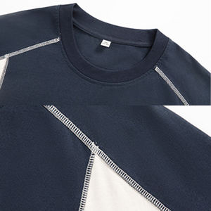 Camiseta de Verano Unisex Holgada Informal de Algodón 100% con Costuras Personalizadas OEM, Estilo Patchwork Ecológico, Streetwear - Product Image 5