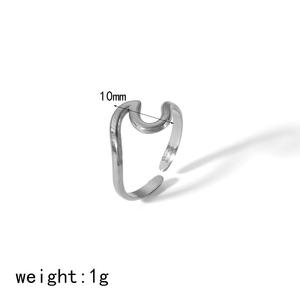 Wave-Shaped <b>Titanium</b> Steel <b>Ring</b> For Women Adjustable Irregular Design Gift Jewelry - Product Image 2