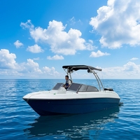 Bateau en fibre de verre Hull White up Blue Down pour 8 personnes, moteur hors-bord, avec bimini top et évier, bateau de sport familial pour la pêche et les fêtes