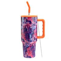 Gobelet isotherme personnalisé en acier inoxydable à double paroi par sublimation, 40 oz, écologique, compatible lave-vaisselle, garde le chaud pendant 6 heures, imprimé floral