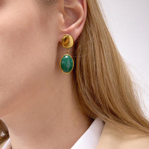 Boucles d'oreilles pendantes en résine d'acier inoxydable or 18 carats à la mode pour femmes cadeau de bijoux de mode <span class=keywords><strong>E609</strong></span> - Product Image 1