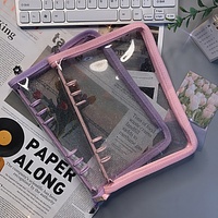 Carpeta A6 Recargable con 6 Anillas, Transparente, de PVC Suave, con Cierre, para Papel de Relleno, Organizador de Archivos Personales, Planificador