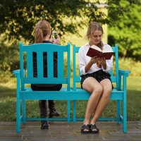 Banc de jardin extérieur imperméable en plastique HIPS cyan, dossier réglable, assise large, capacité de 755 lb, pour jardin, patio, balcon