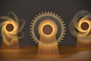 Boîte à musique rotative moderne en bois avec LED, cadeau créatif, lampe de chevet à éolienne rechargeable par USB, décoration d'intérieur - Product Image 6