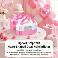 Pompe à ballons électrique à double buse en forme de cœur 600W rose ZQ-520 Outil de décoration de fête