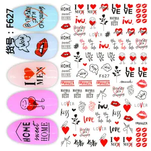 Наклейки для дизайна ногтей на День святого Валентина, наклейки с надписью влюбленных, милой девушкой, Мультяшные ползунки, наклейки на телефон, аксессуары для дизайна ногтей