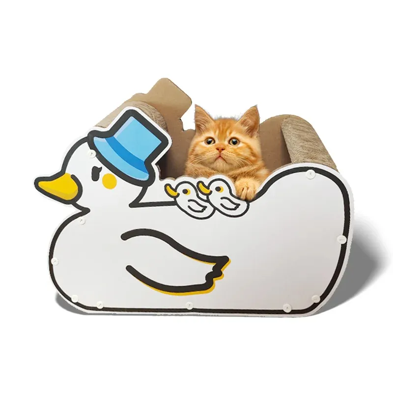Placa de arranhador personalizada para aliviar o estresse dos gatos, luxuosa e confortável, casa de banho em forma de pato, eco amigável, para gatos
