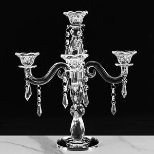 Hot Sell Glass Table Top Candelabra Crystal <strong>Candle</strong> <strong>Holder</strong> for Wedding Table Decoration - Product Image 3
