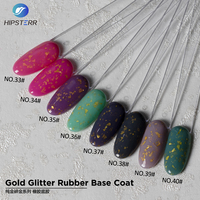 Fournitures professionnelles pour salons : Base coat en caoutchouc à paillettes dorées, couleurs de vernis à ongles gel UV LED, Base coat en caoutchouc à paillettes dorées OEM