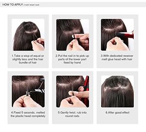 Extensions de cheveux I-tip <span class=keywords><strong>à</strong></span> pointe plate, brésiliennes Remy, ondulées naturelles, fusion kératine 10A, par paquet 1g/mèche (16 pouces, couleur naturelle) - Product Image 5