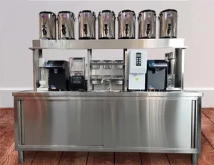Bubble tea shop service bar furniture high quality stainless smooth work bench milktea bar counter water bar station